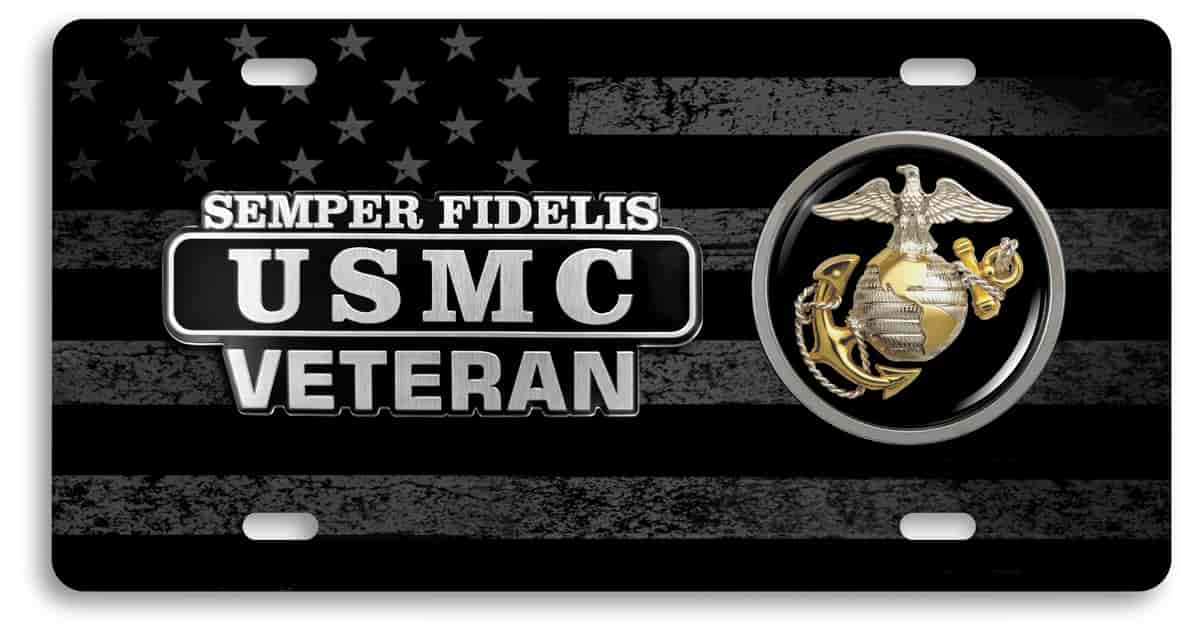 USMC - Veteran Marine Corps EGA - Stainless Steel Car License Plate